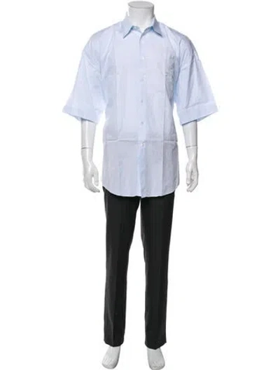 Pre-owned Versace Medusa Insignia Three-quarter Sleeve Shirt In Blue