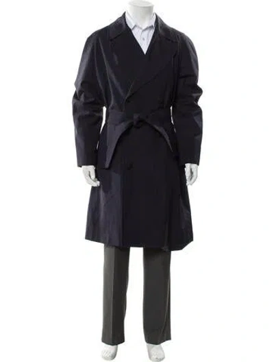 Pre-owned Versace Medusa Insignia Trench Coat In Blue