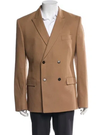 Pre-owned Versace Medusa Insignia Virgin Wool Peacoat In Brown