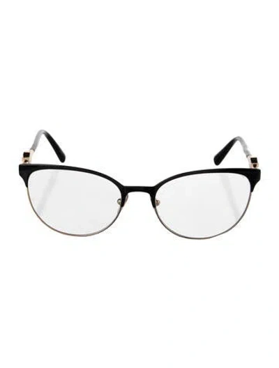 Pre-owned Versace Medusa Insignia Wayfarer Eyeglasses In Black