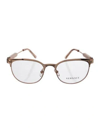 Pre-owned Versace Medusa Insignia Wayfarer Eyeglasses In Transparent