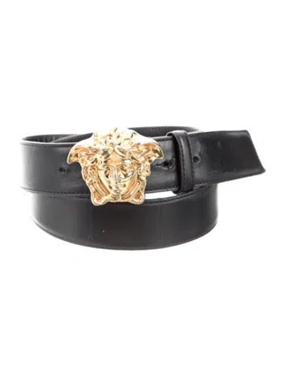 Pre-owned Versace Medusa Insignia Wide Belt Kit In Black