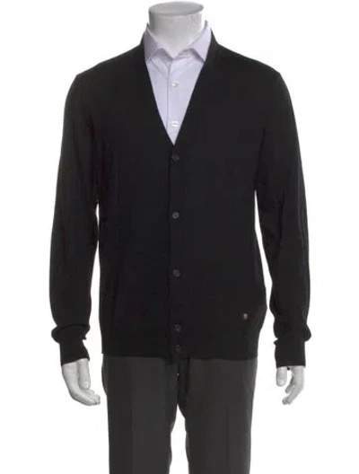 Pre-owned Versace Medusa Insignia Wool Cardigan In Black