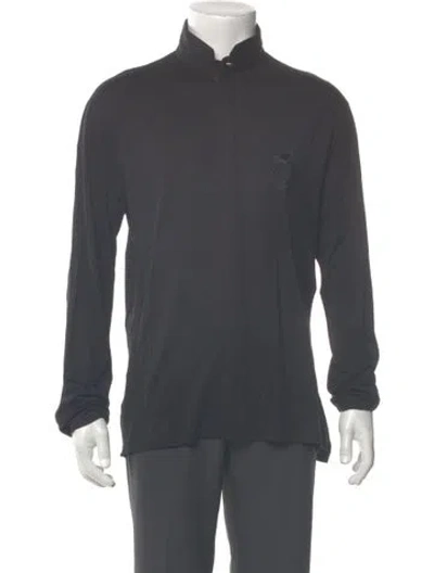 Pre-owned Versace Medusa Insignia Wool Polo Sweater In Gray