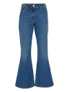 Versace Cotton Bootcut Denims With Logoed Morsets 32cm In Blue