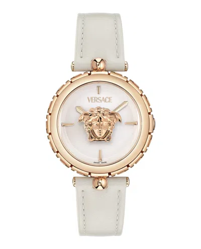 Versace Medusa Jewel Leather Watch In White