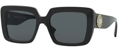 Pre-owned Versace Medusa Jewel Ve 4384b Black/grey 54/19/140 Women Sunglasses In Gray