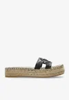 Shop Versace Medusa Jute And Leather Slides