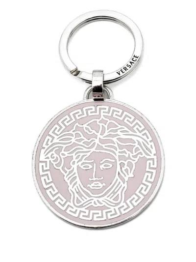 Pre-owned Versace Medusa Keyring In Silver