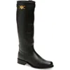Versace Black High Boots With '95 Medusa Detail In Black- Gold