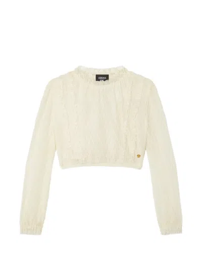 Versace Kids' Medusa Lace Top In Neutral