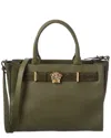 Versace Medusa Large Leather & Suede Tote In Green