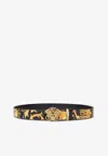 Versace La Medusa Le Pop Classique Print Leather Belt In Black