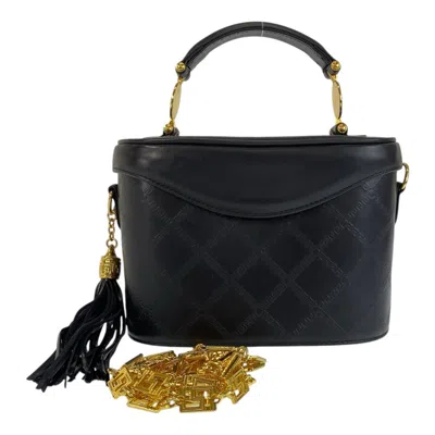 Versace Medusa Leather 2way Handbag In Black