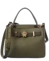Versace Medusa Leather & Suede Tote In Green