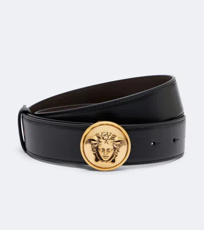 Versace Medusa Leather Belt In Black