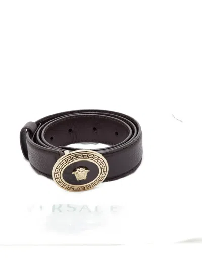 Pre-owned Versace Medusa Leather Belt In Brown