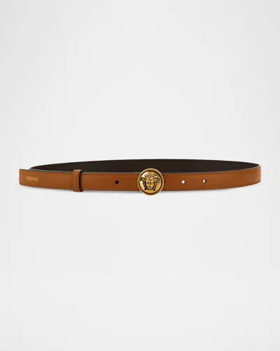 Versace Medusa Leather Belt In Leather-go