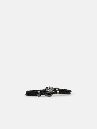 Versace 'medusa' Leather Bracelet In Black