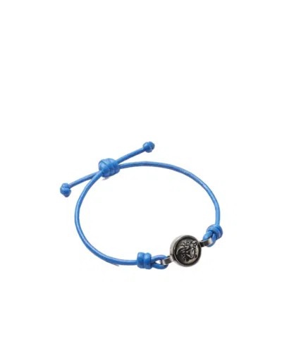 Versace Medusa Leather Bracelet In Blue