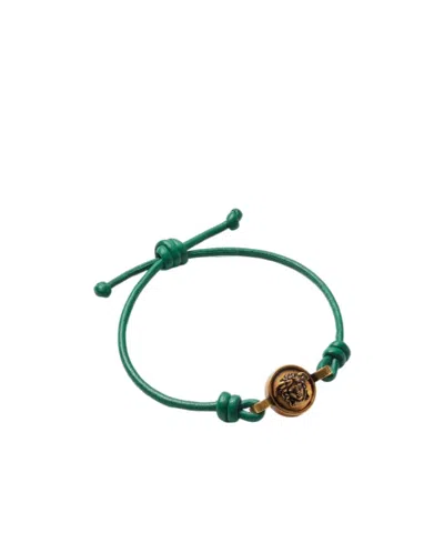 Versace Medusa Leather Bracelet In Burgundy