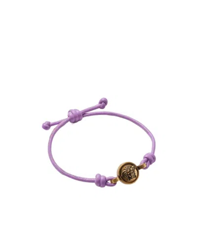 Versace Medusa Leather Bracelet In Burgundy