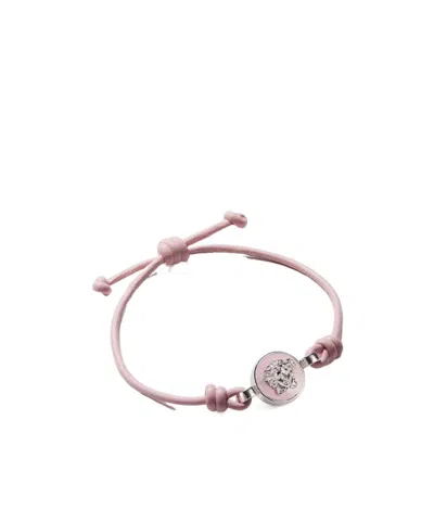 Versace Medusa Leather Bracelet In Pink