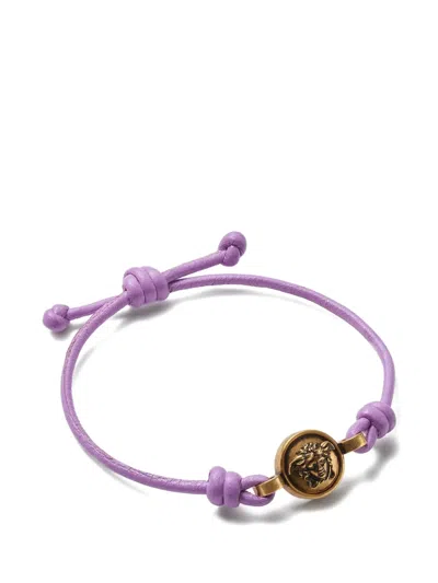 Versace Medusa Leather Bracelet In Purple