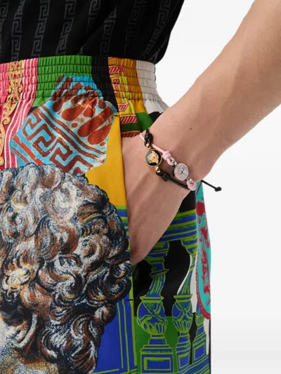 Versace Medusa Leather Bracelet In Black