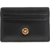 Versace Medusa Leather Card Case In Black- Gold