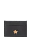 Versace Medusa Leather Card Holder In Black
