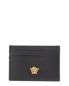 Versace Medusa Leather Card Holder In Black
