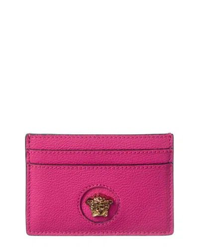 Versace Medusa Leather Card Holder In Pink