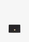 Versace Logo-plaque Leather Cardholder In Black