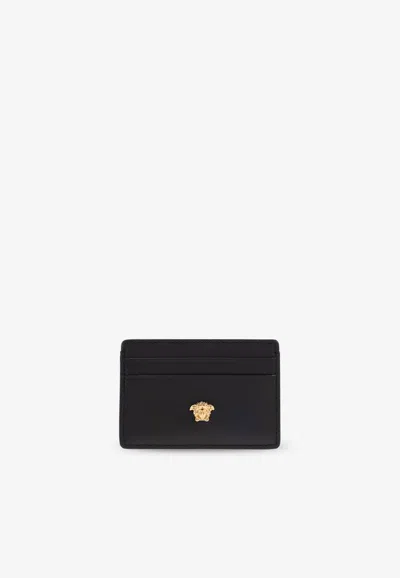 Versace Medusa Leather Cardholder In Black