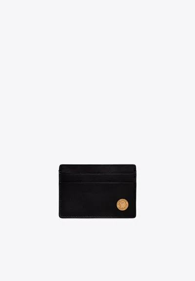 Versace Medusa Leather Cardholder In Black