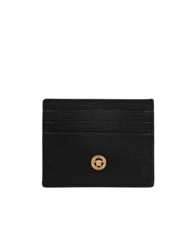 Versace Medusa Leather Cardholder In Black