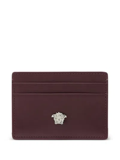 Versace Medusa Leather Cardholder In Brown