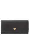 Versace Medusa Leather Continental Wallet In Black