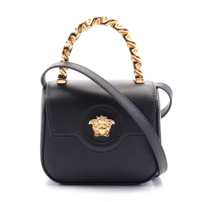 Versace Medusa Leather Handbag Black