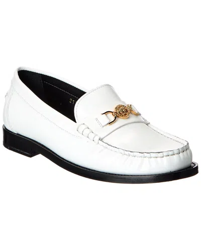 Versace Medusa Leather Loafer In White