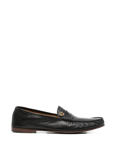 Versace Medusa Leather Loafers In Black