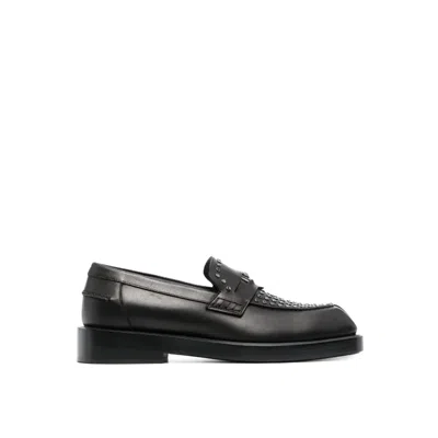 Versace Medusa Leather Loafers In Black