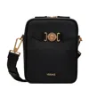 Versace Medusa Leather Messenger Bag In Black