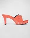 Versace Medusa Leather Mule Sandals In 1ra8p-coral-palladium