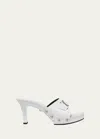 Versace Silver Medusa Buckle Transparent 60mm Heeled Sandals In White
