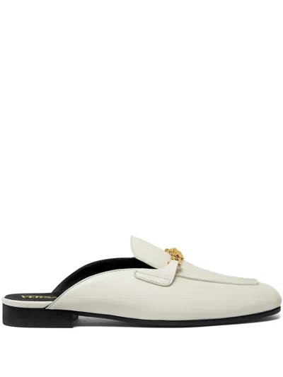 Versace Medusa Leather Mules In White