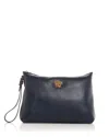 Versace Medusa Leather Pouch In Blue