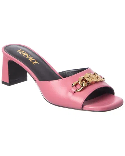 Versace Medusa Leather Sandal In Pink