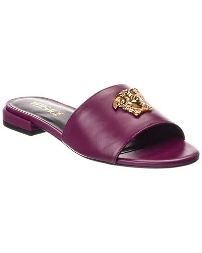 Versace Woman Sandals Plum Size 8 Leather In Purple